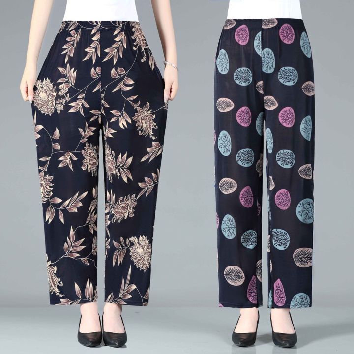 Plus Size XL-4XL Women's Cute Printed Summer Pants Vintage Harem Female  Trousers
