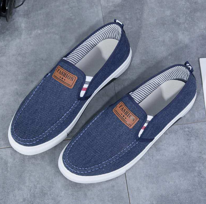 Sun. Men's Denim Slip Ons Korean Loafers Classic Trendy Shoes #M200 ...