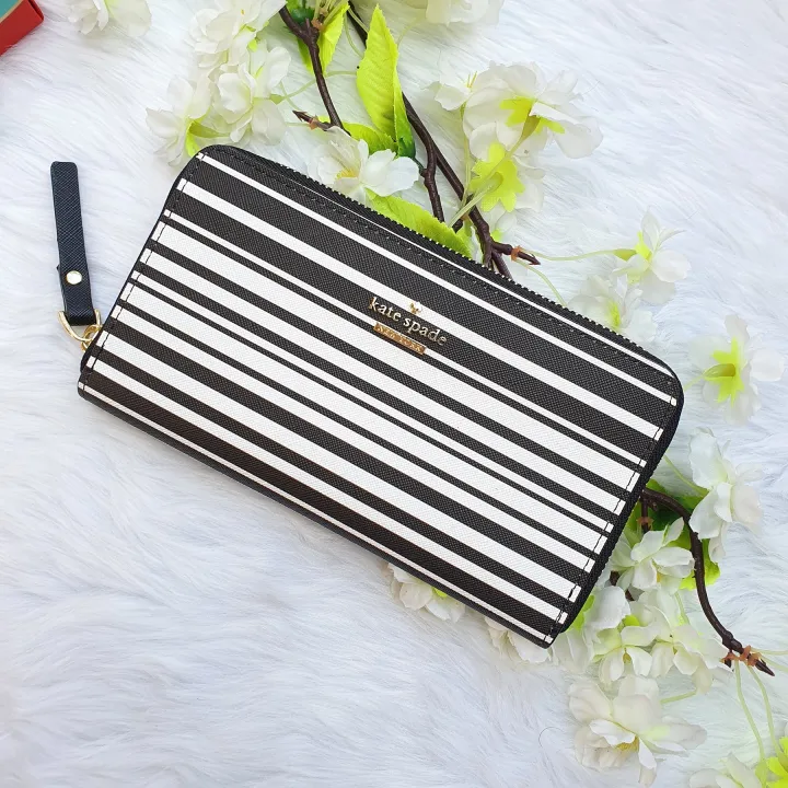 Kate Spade Crosshatched Colorblock Zip Around Continental Wallet in  Saffiano Leather with Black / White Stripes Design - Classic Women's Long  Wallet | Lazada PH