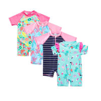 2021Wishere Swimwear For Girls Kids Swimsuit One Piece Baby Bathing Suit Short Sleeve Nylon Beachwear UPF50+ Sun Protection Sunsuit