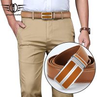 Plyesxale Red Black Light Brown Belt For Men Cowhide Mens Leather Dress Belt Automatic Buckle Formal Belts Male B272