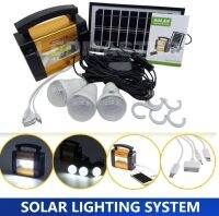 SOLAR LIGHTING SYSTEM ชุดไฟโซล่าเซลล์แคมป์ปิ้งเอนกประสงค์ อุปกรณ์ครบชุด ฟรี !! หลอดไฟ led 3 หลอด ไฟฉายในตัวสว่างมาก แผงโซล่าเซลล์ สายชาจ USB อะแดปเตอร์ สายชาจไฟบ้าน สามารถนำไฟไปใฃ้ชาร์จอุปกรณ์มือถือ แทบเล็ต ใช้ร่วมกับหลอดไฟให้ความสว่างได้พร้อมกัน 3ดวง