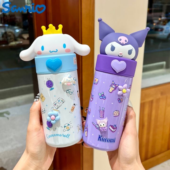 420ml Sanrioed Thermos Cup Kawaii Anime Kuromi Cinnamoroll Thermal Bottle  304 Stainless Students Portable Water Bottle Kids Gift