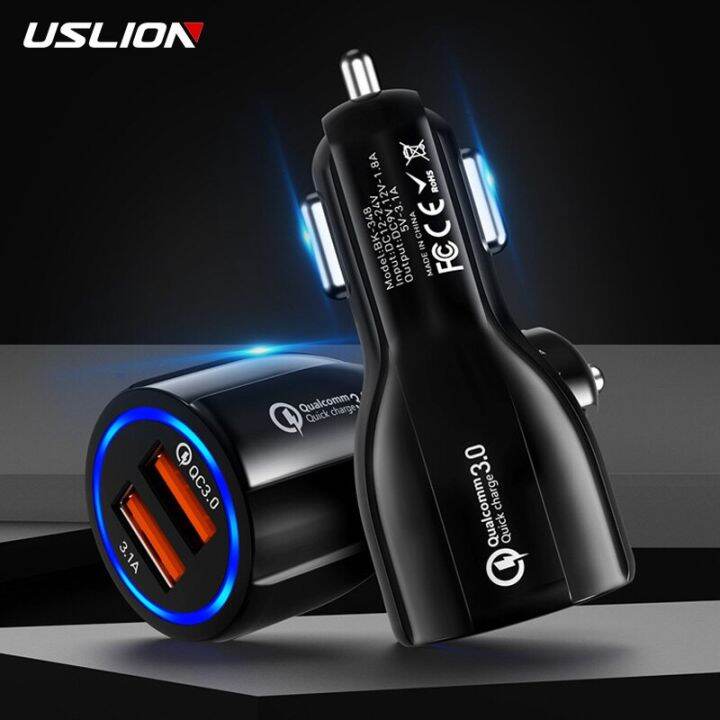 uslion-ที่ชาร์จเครื่องชาร์จ-usb-เร็ว-qc-3-0ที่ชาร์จโทรศัพท์มือถือ2พอร์ตยูเอสบีชาร์จไวสำหรับ-iphone-samsung-เครื่องชาร์จแท็บเล็ตรถยนต์ที่ชาร์จในรถ-lcz396