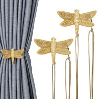 【Approving】2แพ็ค Magnetic Curtain TiebacksDragonfly เรซิ่นหน้าต่าง Tines เจาะ Drapery Holdbacks ผ้าม่านผู้ถือ