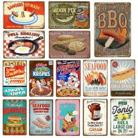 Vintage Food Poster Set-บาร์บีคิวอาหารทะเลฮอทดอกแฮมเบอร์เกอร์และของตกแต่งผนังที่สมบูรณ์แบบสำหรับบาร์ผับหรือที่บ้าน