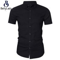 95cotton 5% Spandex Oxford Solid Color Short Sleeve Men Shirt 2217【fast】