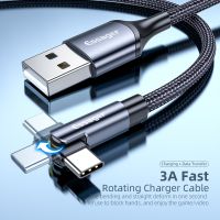 Essager 3A Fast Charging Cable Micro USB Type C Data Charger For iPhone Xiaomi Mobile Phone 540 Rotate Wire Cord