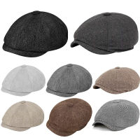 Newsboy หมวก British Art Beret หมวก Wild Herringbone Brim แปดเหลี่ยม Street หมวกผู้ชายฤดูหนาวฤดูใบไม้ผลิ Hip Hop Cool Berets