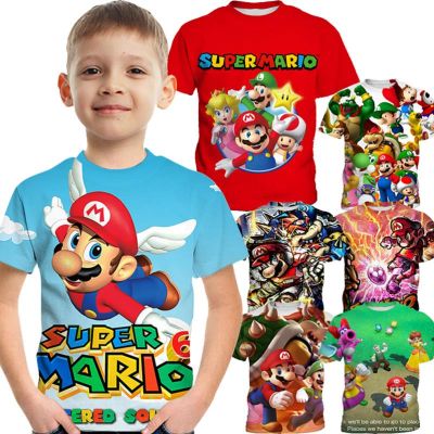 【In Stocks】Summer Funny 3D Printed Super Mario Children T-shirt Short sleeve Kids Cartoon boy/girl T-shirts Costume Clothing Kids Tees