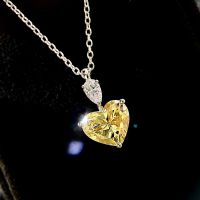 CAOSHI Trendy Design Heart Necklaces for Women with Yellow Zirconia Simple Temperament Pendant Jewelry Graceful Accessories Gift