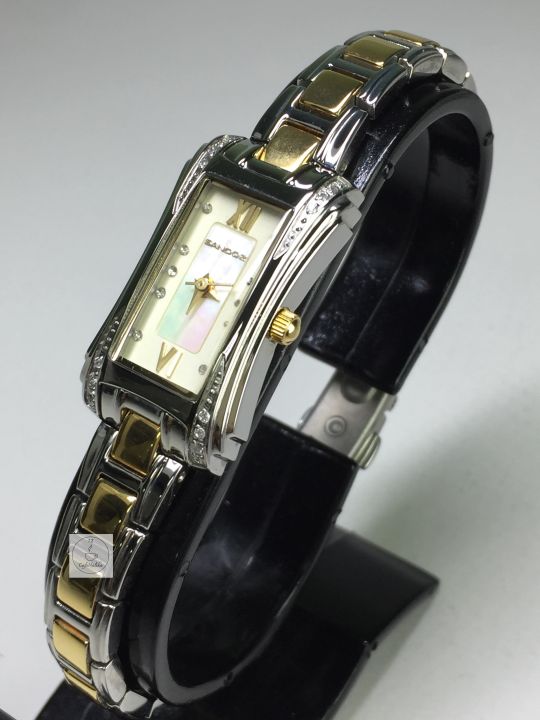 นาฬิกาผู้หญิง SANDOZ รุ่น SD99268AG01 ตัวเรือนสีเหลี่ยมประดับคริสตัล หน้าปัดมุก สายสองกษัตรย์ รับประกันของแท้ 100 เปอร์เซนต์