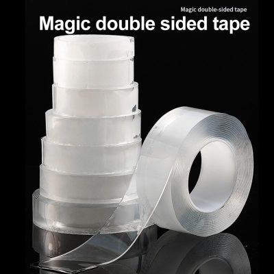 ﹍✇ 1/2/3/5M Double Sided Tape NanoTape Transparent Reusable Waterproof Adhesive Tapes Heat Resistant Home Kitchen Bathroom Supplies