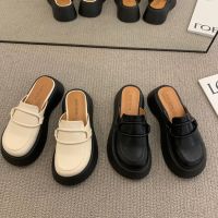 2023 New Fashion Retro Large Head Womens Slippers Thick Bottom Womens Bag Head Half Slippers Vulcanized Casual Sandals Shoes