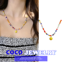 COCOJEWELRY การ์ตูนยิ้มใบหน้าจี้ไหปลาร้าลูกปัดเสื้อกันหนาวโซ่ผู้หญิง