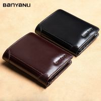 【CC】 BANYANU Anti Rfid Classic Wallet Leather Men Wallets Short Male Purse Card Holder Fashion