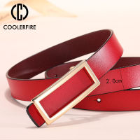 COOLERFIRE New Designer Gold Buckle Belt Waist Female Skinny Thin Genuine Leather Belts For Women Dress Belt LB016