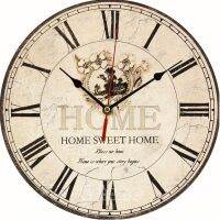 ❤❤ Large Vintage Rustic Wooden Wall Clock Kitchen Antique Shabby Chic Retro Home