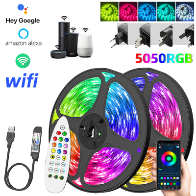 Led Strip Smart WIFIBluetooth Ribbon Tape lamp 5050 2835 RGB Diode Remote APP Control Ceiling Backlight With Power Adapter