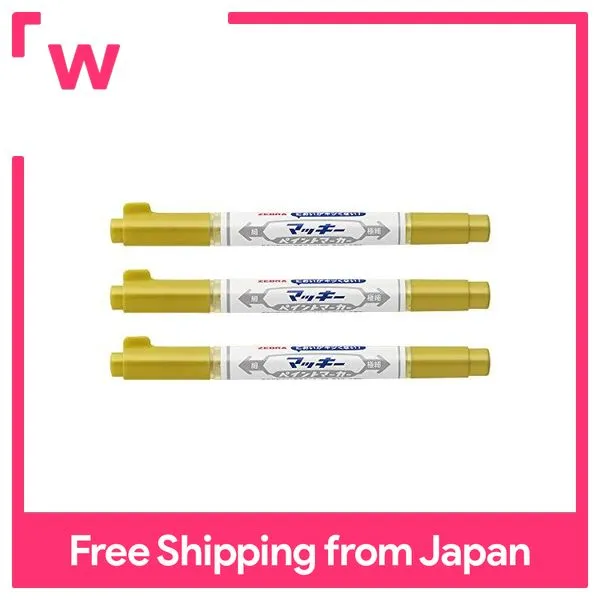 Zebra Permanent Pen Mackie Paint Marker Extra Fine Gold 3 Colors Set