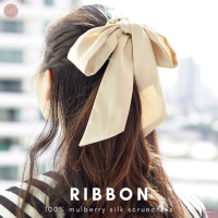 (1 ชิ้น)Ribbon Mulberry Silk Scrunchies ยางมัดผมผ้าไหมมัลเบอร์รี่ รุ่น Ribbon ยางรัดผมผ้าไหม by SO SILK