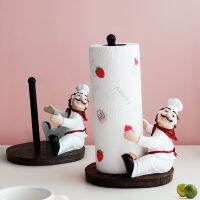 Resin Chef Figurine Tissue Paper Roll Holder Toilet Bathroom Table Home Decorative Tissue Boxes Roll Paper Kitchen Napkin Holder