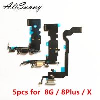 AliSunny 5ชิ้นชาร์จพอร์ตสายเคเบิ้ลยืดหยุ่นสำหรับ iPhone 8 Plus 8G 4.7 8 Plus X USB แท่นชาร์จไมโครโฟนซ่อมแซม