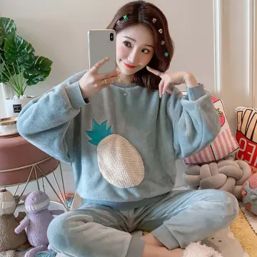Korean Pajama Set Winter, Flannel Womens Pajamas Korea