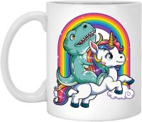 แก้วรูปไดโนเสาร์ T Rex ขนาด15Oz รูปไดโนเสาร์ขี่ยูนิคอร์นแก้วกาแฟสีรุ้ง