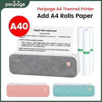 New Peripage A40 Portable A4 Printer Paper Mini Inkless Thermal Wireless Bluetooth Printer Maker for Phone Document Office Use Fax Paper Rolls