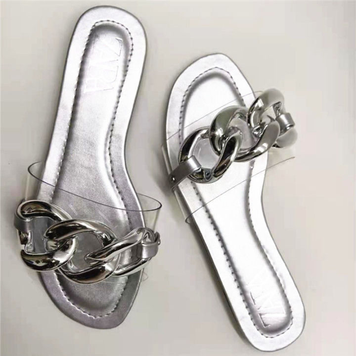 2023-new-slippers-half-drag-summer-large-chain-sandals-wear-flat-womens-shoes