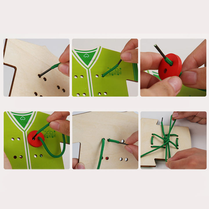 ccarte-ของเล่นร้อยเชือกไม้สำหรับเด็กเกมปริศนาสร้างสรรค์ของเล่นเพื่อการศึกษาสีชมพู-สีน้ำเงิน