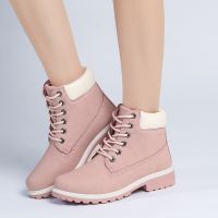 【CW】 Ankle Boots For Women 2021 New Brand Snow Boots Fashion Warm Winter Boots Women Solid Square Heel Shoes Woman Plus Size 36-42