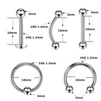 Jingg 10ชิ้น ล็อตเจาะร่างกายคิ้วจมูกแหวน barbell ลิ้นเกือกม้าเครื่องประดับ