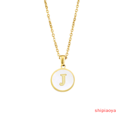 Shipiaoya จี้ A-Z สีขาวเคลือบเริ่มต้นที่เรียบง่ายตัวอักษรสร้อยคอจี้เฉพาะตัวสำหรับผู้หญิงผู้ชายของขวัญเครื่องประดับ