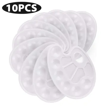 15pcs Paint Tray Palettes White Round Plastic Paint Pallets For Students To  Paints On School Project Or Art Class