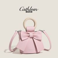 --nxkb238805♚☸  Kathleen new spring and summer 2023 western style portable handbag bowknot fashionable joker one shoulder his bucket bag