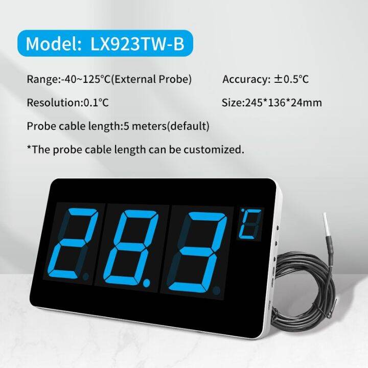 Large Digital Thermometer Sauna C/F Switch Alarm Function Swimming Pool