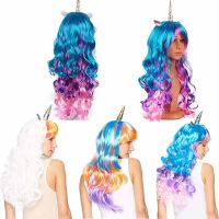 Cosplay Wig Headband Halloween Costumes kid Unicorn theme birthday New Year Masquerade dress up Christmas Decoration gift