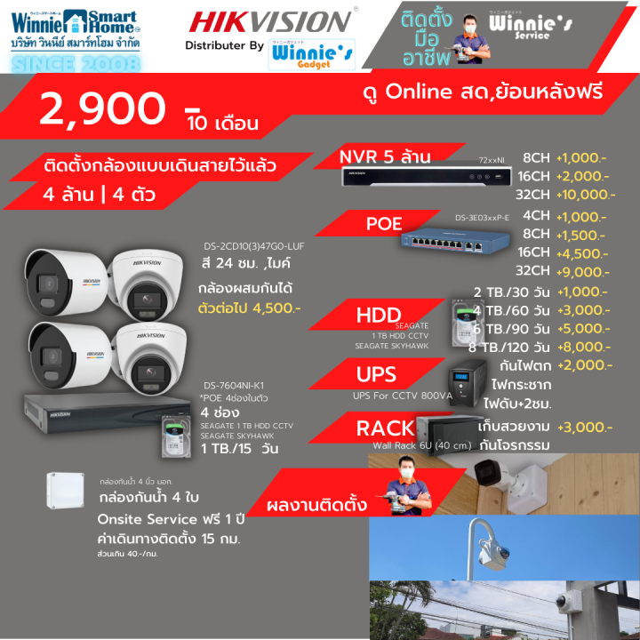 ผ่อน0-10เดือน-hikvision-ชุดกล้องวงจรปิดip-4-ล้าน-4-กล้อง-สำหรับคนที่เดินสายไว้แล้ว-มีบริการติดตั้งฟรี-ในเขตกรุงเทพ