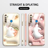 เคสโทรศัพท์สำหรับ OPPO Realme 5 Pro Realme 5i 5S Realme C3 6i 3 Pro Realme 6 Pro 6S Realme Narzo 20A กระต่ายน่ารักการ์ตูนลายสุนัขปาชาฝาครอบด้านหลังกันกระแทกป้องกันรอยขีดข่วนเคสกันตกส่งสายคล้อง