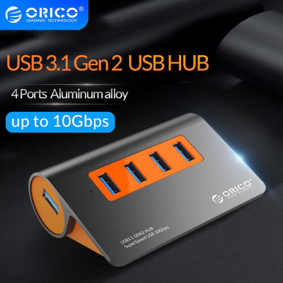 ORICO Gen2 HUB อลูมิเนียม USB HUB PC Splitter 10Gbps Super Speed พร้อมอะแดปเตอร์ไฟ12V สำหรับ Galaxy S9S8หมายเหตุ