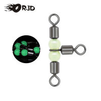 ORJD 50 pcs 3 Way Fishing Swivel Luminous Balls Rolling Triangle Joint สแตนเลสหมุนตะขอตกปลา Lures Connector-SLPPP STORE