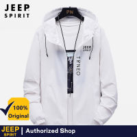 JEEP SPIRIT ใหม่ฤดูใบไม้ผลิและฤดูใบไม้ร่วงเดินป่ากลางแจ้งแจ็คเก็ตเบาสบายเสื้อแจ็คเก็ตกันแดดบางฮู้ดดี้กันน้ำเสื้อแจ็คเก็ตลำลองของผู้ชาย