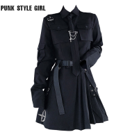 Gothic Black Punk Emo Two-Piece Skirt Spring Y2K Alt Clothes Plus Size 4XL Punk Chain Ribbon Skirts Women 2 Piece Suit Female JK