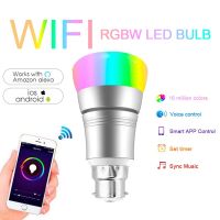 WiFi Smart LED Light E27 B22 หลอดไฟ Bayonet หรี่แสงได้ 8W RGBW Voice APP Control โดย Alexa Google Home Ambience Light◉