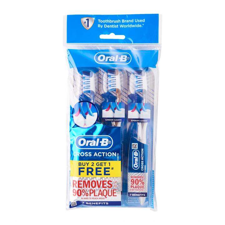 Oral-B CrossAction Pro-Health 7 Benefits Toothbrush 3s - Medium (Laz ...