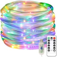 USB Telekontrol String Pencahayaan 100/200LEDs 8Mode Luar Ruangan Tabung RGB Dekorasi Taman Natal untuk Pesta Pernikahan Liburan Lampu