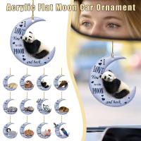 Kawaii Car Hanging Pendant Rearview Mirror Decoration Cute Angel Cat Polar Bear Sleep on the Moon For Women Girl Car Orname W7Q5