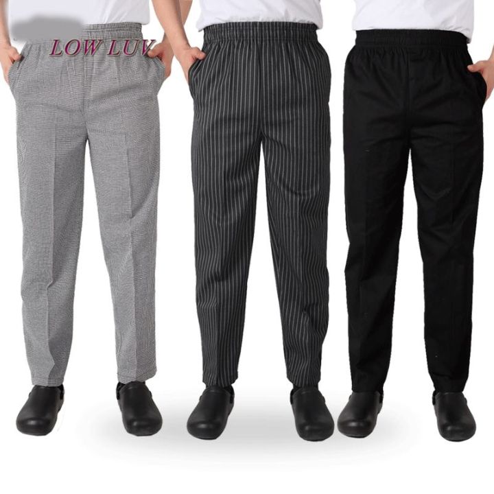 new-chef-service-chef-uniforms-chef-executive-chef-pants-black-stripes-elastic-restaurant-uniforms